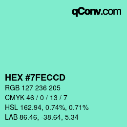 カラーコード: HEX #7FECCD | qconv.com