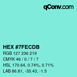 カラーコード: HEX #7FECDB | qconv.com