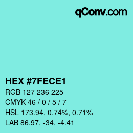 Color code: HEX #7FECE1 | qconv.com
