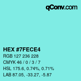 カラーコード: HEX #7FECE4 | qconv.com