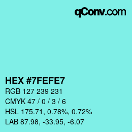 カラーコード: HEX #7FEFE7 | qconv.com