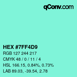 Color code: HEX #7FF4D9 | qconv.com