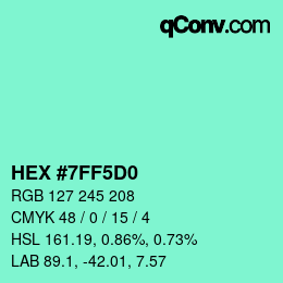 颜色代码: HEX #7FF5D0 | qconv.com