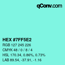 Farbcode: HEX #7FF5E2 | qconv.com