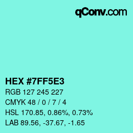 Farbcode: HEX #7FF5E3 | qconv.com