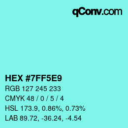 カラーコード: HEX #7FF5E9 | qconv.com