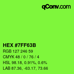 Color code: HEX #7FF63B | qconv.com