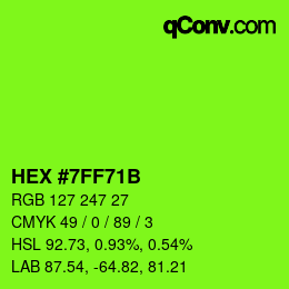Color code: HEX #7FF71B | qconv.com