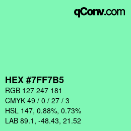 カラーコード: HEX #7FF7B5 | qconv.com