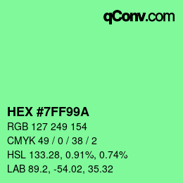 Color code: HEX #7FF99A | qconv.com