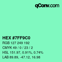 Color code: HEX #7FF9C0 | qconv.com