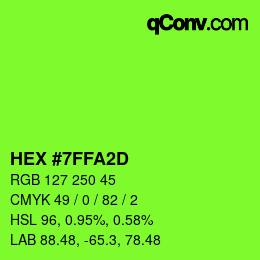 カラーコード: HEX #7FFA2D | qconv.com