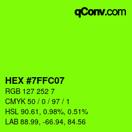 カラーコード: HEX #7FFC07 | qconv.com