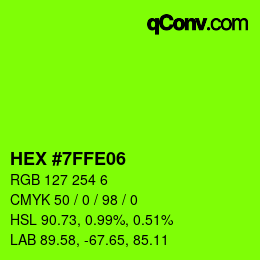 颜色代码: HEX #7FFE06 | qconv.com