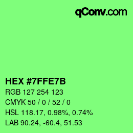 カラーコード: HEX #7FFE7B | qconv.com