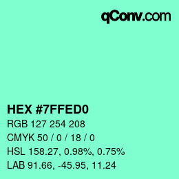 カラーコード: HEX #7FFED0 | qconv.com