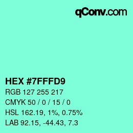 Color code: HEX #7FFFD9 | qconv.com