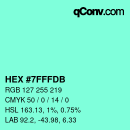 颜色代码: HEX #7FFFDB | qconv.com