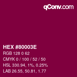カラーコード: HEX #80003E | qconv.com