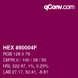 颜色代码: HEX #80004F | qconv.com