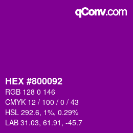 Color code: HEX #800092 | qconv.com