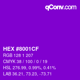 Color code: HEX #8001CF | qconv.com