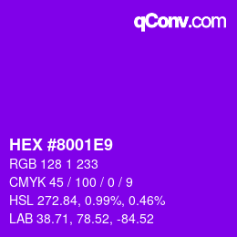 Color code: HEX #8001E9 | qconv.com