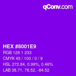 Color code: HEX #8001E9 | qconv.com