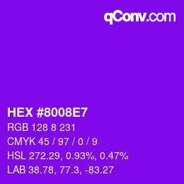 カラーコード: HEX #8008E7 | qconv.com