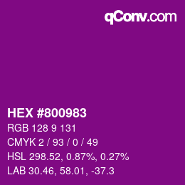 カラーコード: HEX #800983 | qconv.com