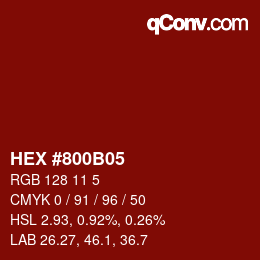 颜色代码: HEX #800B05 | qconv.com