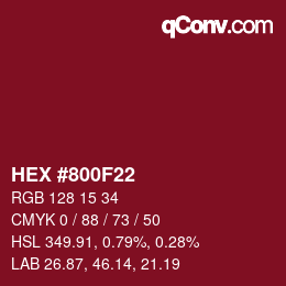 Color code: HEX #800F22 | qconv.com