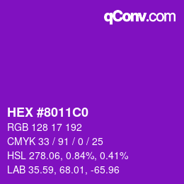 颜色代码: HEX #8011C0 | qconv.com