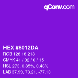 颜色代码: HEX #8012DA | qconv.com