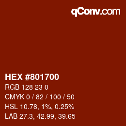 カラーコード: HEX #801700 | qconv.com