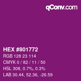 Farbcode: HEX #801772 | qconv.com