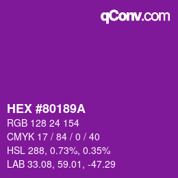 Color code: HEX #80189A | qconv.com