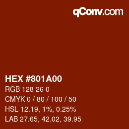 颜色代码: HEX #801A00 | qconv.com