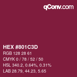 Color code: HEX #801C3D | qconv.com
