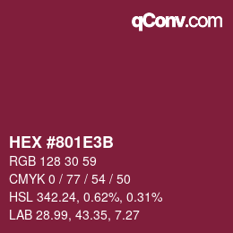颜色代码: HEX #801E3B | qconv.com