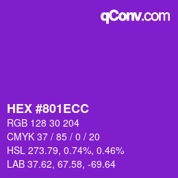 Color code: HEX #801ECC | qconv.com