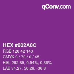 颜色代码: HEX #802A8C | qconv.com