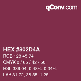 カラーコード: HEX #802D4A | qconv.com