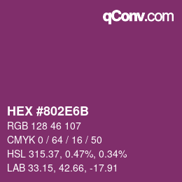 颜色代码: HEX #802E6B | qconv.com