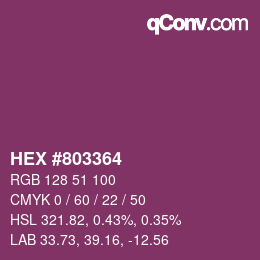 颜色代码: HEX #803364 | qconv.com