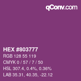 カラーコード: HEX #803777 | qconv.com
