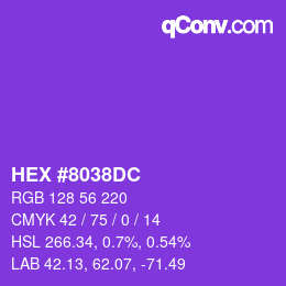 颜色代码: HEX #8038DC | qconv.com