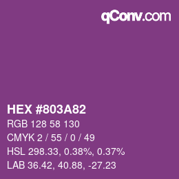 Farbcode: HEX #803A82 | qconv.com