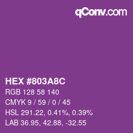 Color code: HEX #803A8C | qconv.com