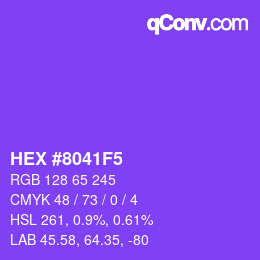 カラーコード: HEX #8041F5 | qconv.com